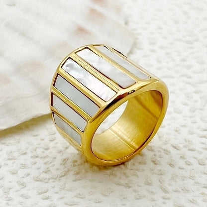 304 Stainless Steel Gold Plated Elegant Retro Minimalist Plating Geometric Shell Rings