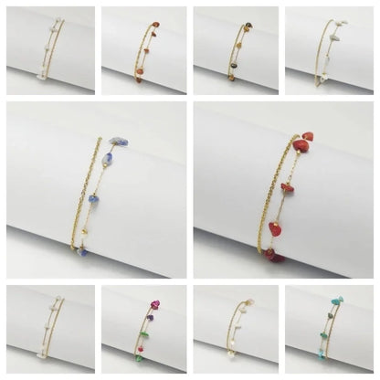 Elegant Beach Minimalist Geometric Crystal Gravel 18K Gold Plated Bracelets In Bulk