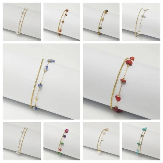 Elegant Beach Minimalist Geometric Crystal Gravel 18K Gold Plated Bracelets In Bulk