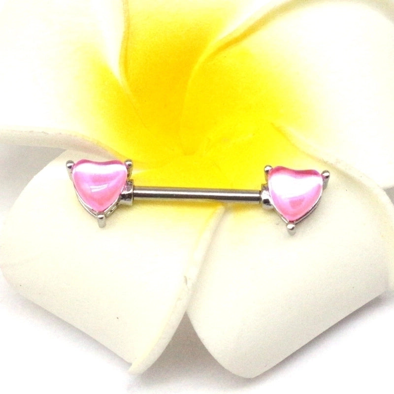 1 Piece Nipple Rings & Studs Sexy Heart Shape 316L Stainless Steel Alloy Plating Inlay Acrylic White Gold Plated Nipple Rings & Studs