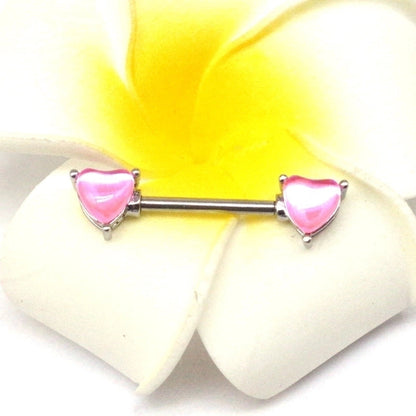 1 Piece Nipple Rings & Studs Sexy Heart Shape 316L Stainless Steel Alloy Plating Inlay Acrylic White Gold Plated Nipple Rings & Studs