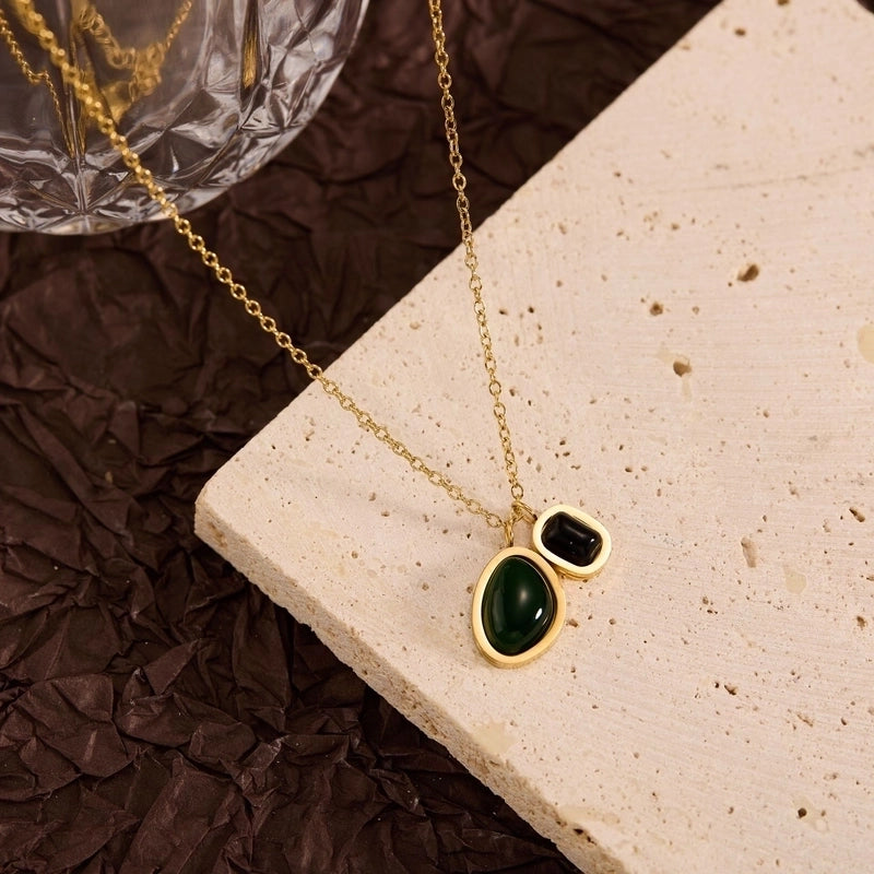 Titanium Steel Copper Leaf Heart Shape Pendant Necklace