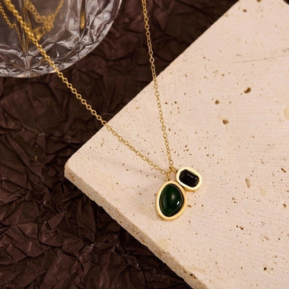 Titanium Steel Copper Leaf Heart Shape Pendant Necklace