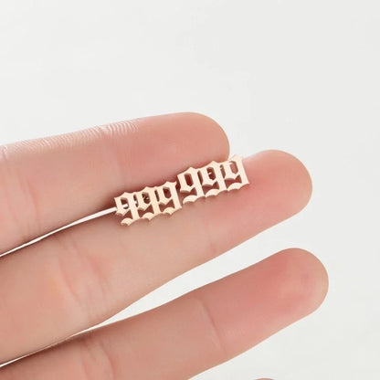 1 Pair Minimalist Number Plating Hollow Out 304 Stainless Steel 18K Gold Plated Ear Studs