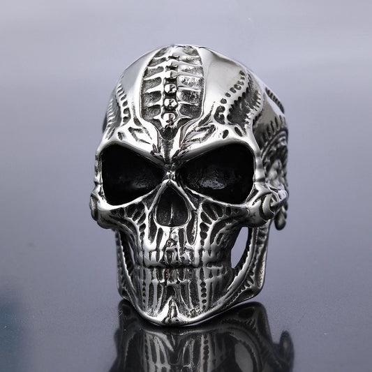 Retro Exaggerated Punk Skull 304 Stainless Steel Halloween Men'S Rings