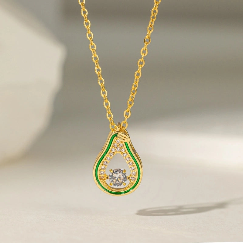 Titanium Steel Copper Plating Geometric Scallop Zircon Copper Necklaces