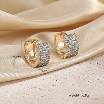1 Pair Minimalist Streetwear Circle Plating Inlay Copper Zircon 18k Gold Plated Earrings