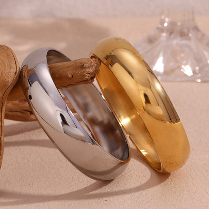 Fashion Round Stainless Steel 18K Gold Plated Bangles