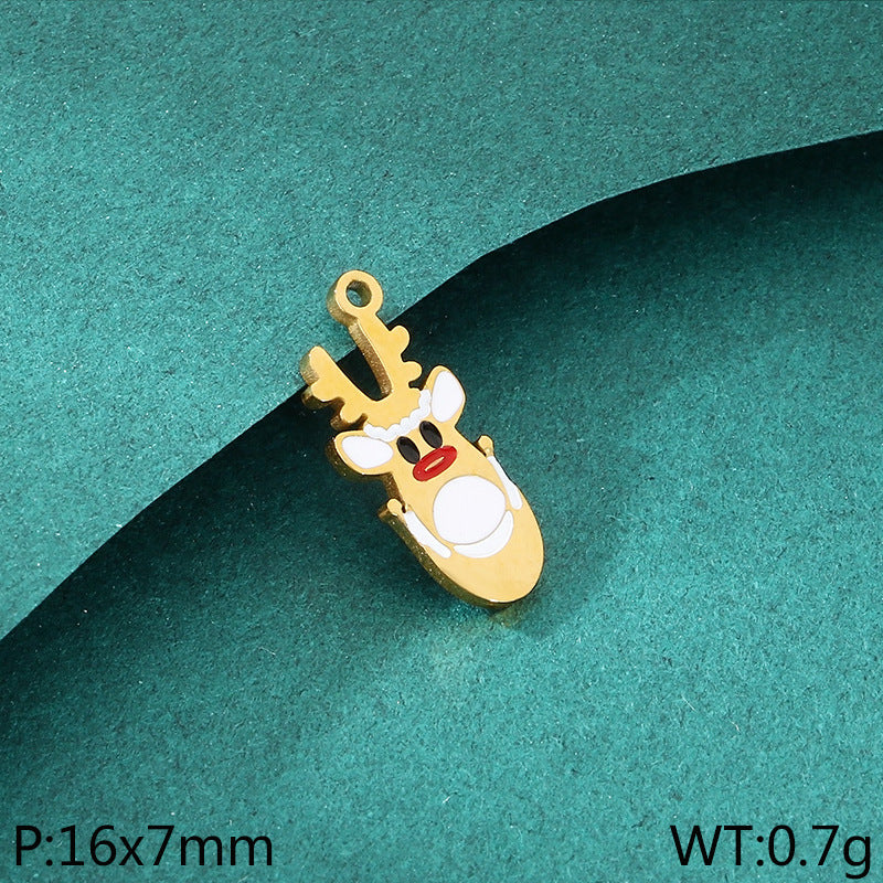 Diy Christmas Elements Oil Drop Stainless Steel Accessories Pendant Christmas Tree Santa Claus Snowman Reindeer