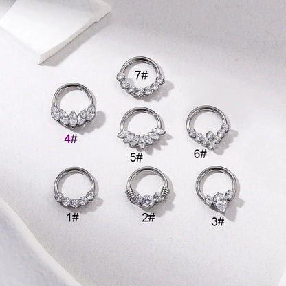 1 Piece Nose Rings & Studs Retro Leaf Water Droplets Pure Titanium Inlaid Zircon