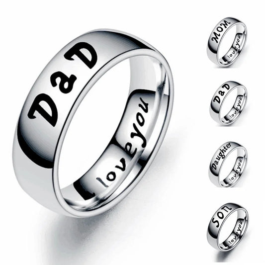 Family Member Letters Stainless Steel Ring