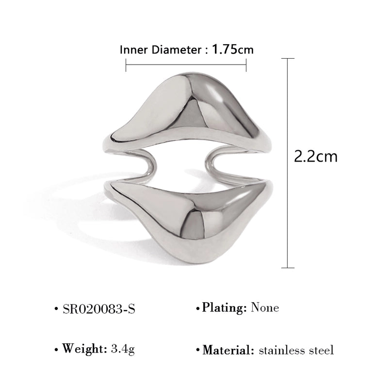 IG Style Vacation French Style Geometric Water Droplets 304 Stainless Steel 18K Gold Plated Open Rings