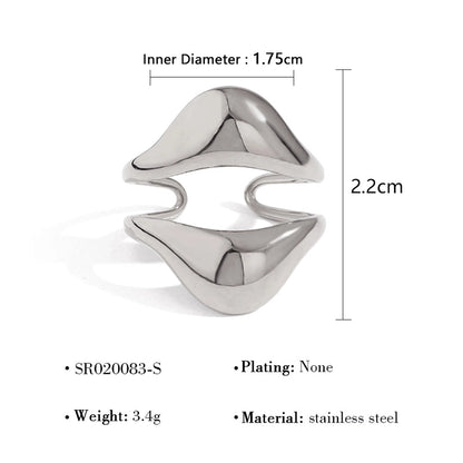 IG Style Vacation French Style Geometric Water Droplets 304 Stainless Steel 18K Gold Plated Open Rings