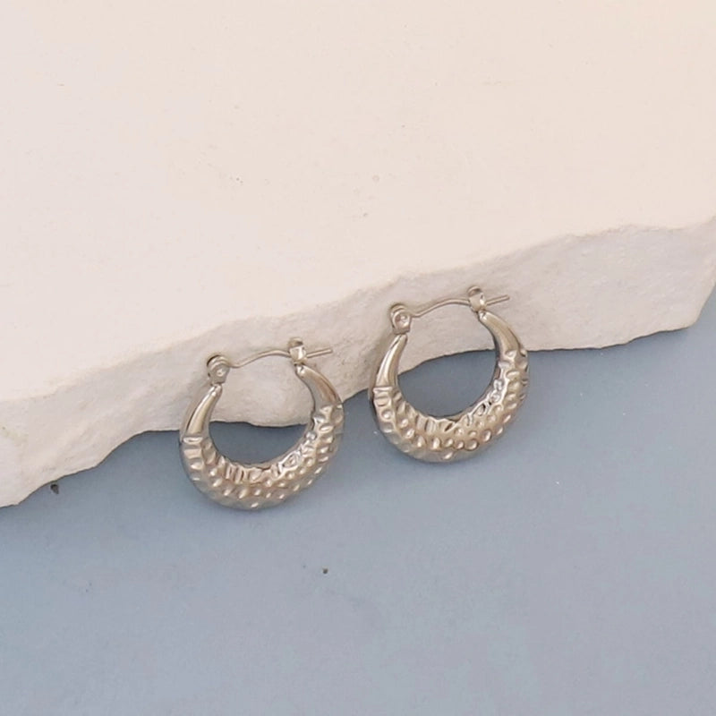 1 Pair Minimalist Round Square Heart Shape 304 Stainless Steel Earrings