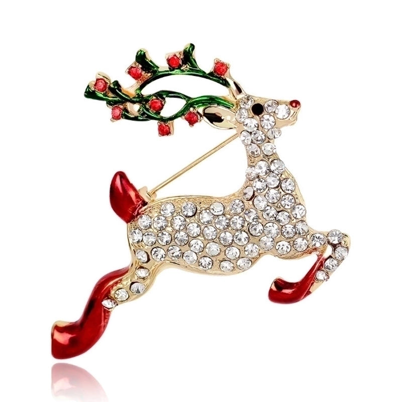 Fashion Pin Santa Claus Star Elk Alloy Plating Rhinestones Women'S Brooches