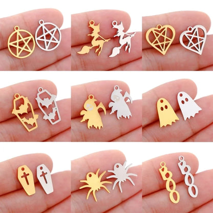 5 PCS/Package 5*21mm 304 Stainless Steel Pentagram Ghost Spider Pendant Jewelry Accessories