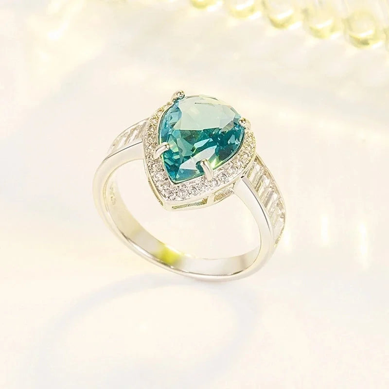 Fashion Water Droplets Copper Rings Inlay Zircon Copper Rings 1 Piece