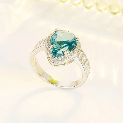 Fashion Water Droplets Copper Rings Inlay Zircon Copper Rings 1 Piece