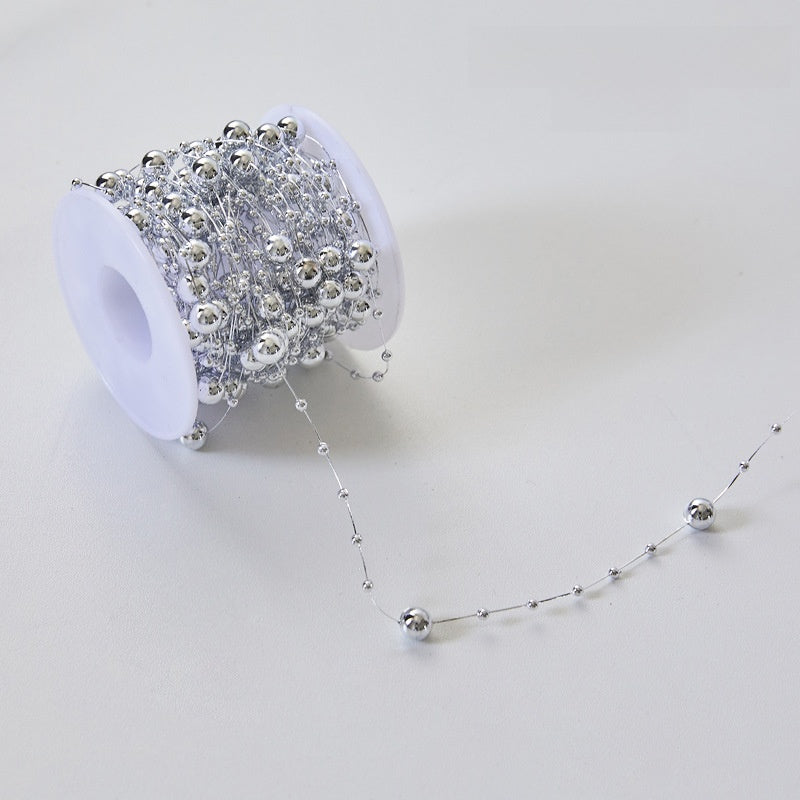 2 Pieces Christmas Tree Hanging Ornaments Pearl String Bead Chain Wedding Hotel Decoration Scene Bead Chain