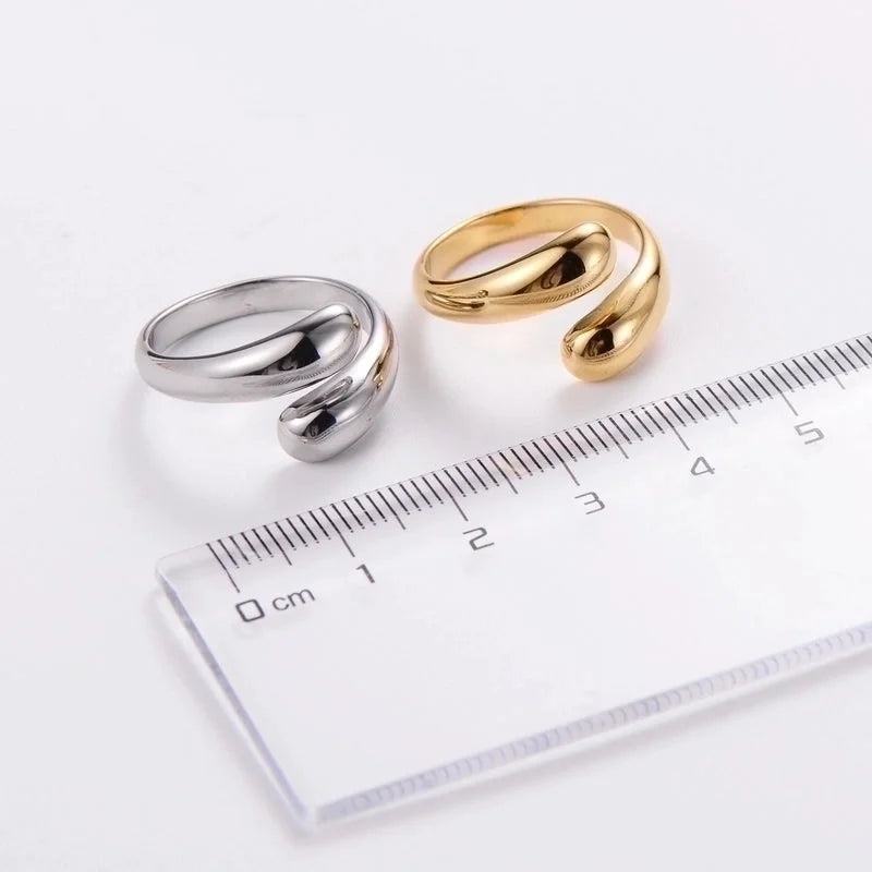 304 Stainless Steel 18K Gold Plated Minimalist Plating Solid Color No Inlaid Open Ring
