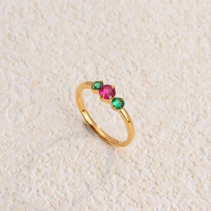 Retro Water Droplets Titanium Steel Inlay Artificial Diamond Rings