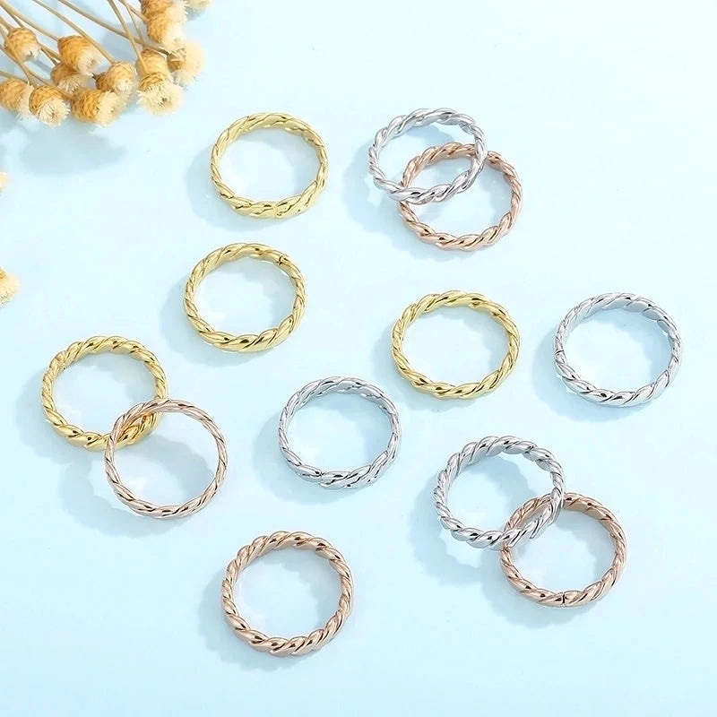 Fashion Twist Titanium Steel 18K Gold Plated Polishing Stainless Steel Rings