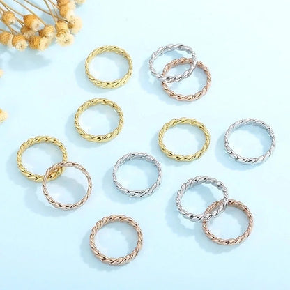Fashion Twist Titanium Steel 18K Gold Plated Polishing Stainless Steel Rings