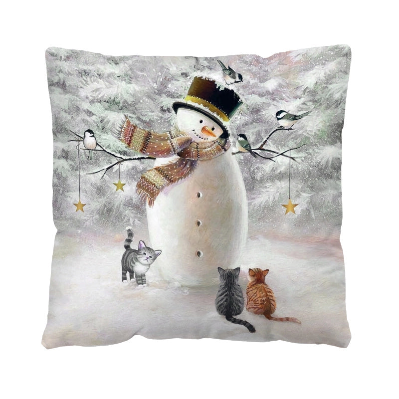 Christmas Glam Santa Claus Snowman Short Plush Pillow Cases Couch & Sofa Decor