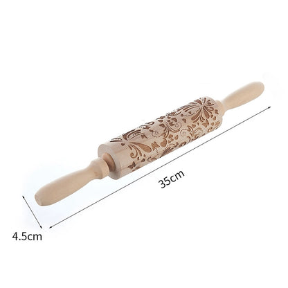 Christmas Cute Christmas Tree Snowflake Elk Wood Rolling Pin 1 Piece
