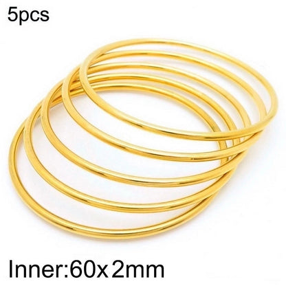 304 Stainless Steel 18K Gold Plated Minimalist Round Solid Color Bangle
