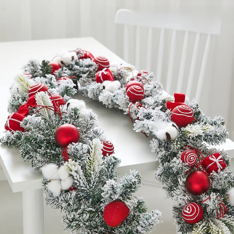 Christmas Decorative Dense Flocked Snowflake Vine Hotel Mall Window Display Doorway Stair Handrail Arrangement