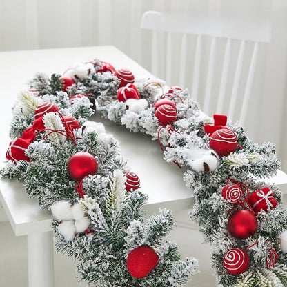 Christmas Pe Encrypted White Flocked Ribbon Decoration Christmas Vine Hotel Mall Window Storefront Scene Arrangement Hanging