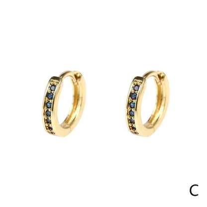 Fashion Round Gold Plated Copper Zircon Hoop Earrings