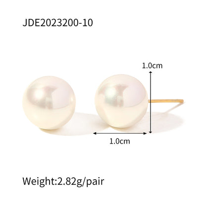 IG Style Pearl Geometric Stainless Steel 18K Gold Plated Earrings