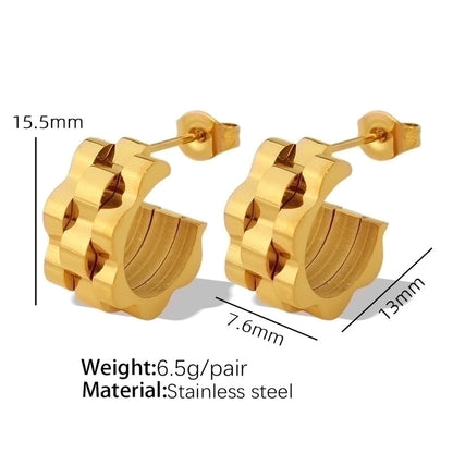 Elegant Formal Minimalist Round Solid Color 304 Stainless Steel Titanium Steel 18K Gold Plated Plating Rings Bracelets Earrings