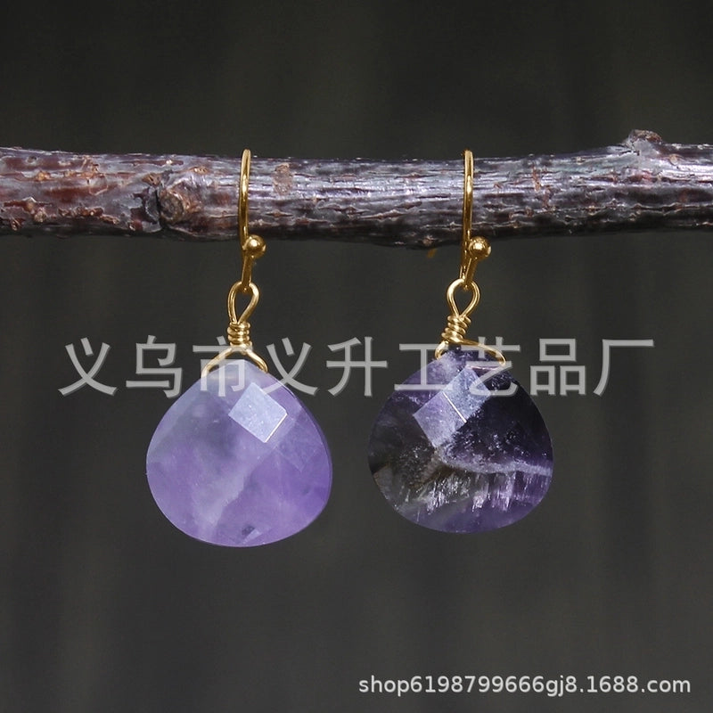1 Pair Classic Style Water Droplets Patchwork Agate Drop Earrings