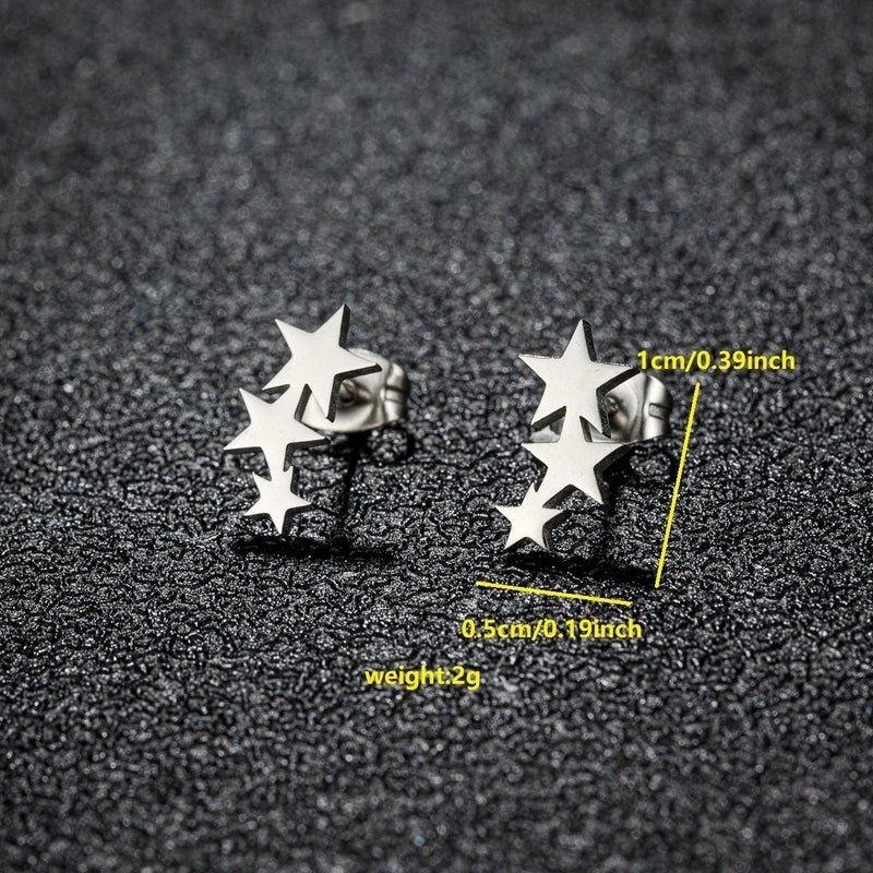 1 Pair Minimalist Classic Style Round Star Moon Hollow Out 304 Stainless Steel 18K Gold Plated Ear Studs