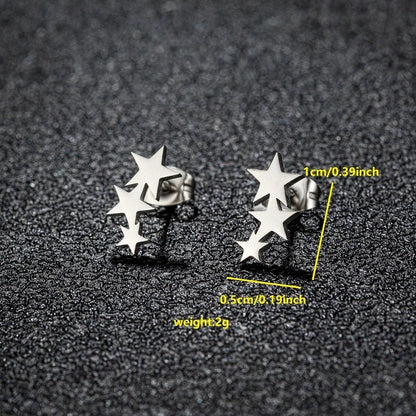 1 Pair Minimalist Classic Style Round Star Moon Hollow Out 304 Stainless Steel 18K Gold Plated Ear Studs