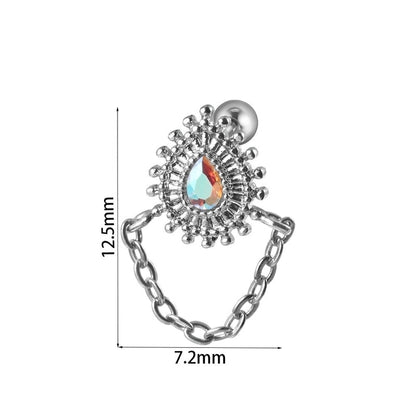 1 Piece Ear Cartilage Rings & Studs Elegant Glam Flower 304 Stainless Steel Copper Inlay Zircon