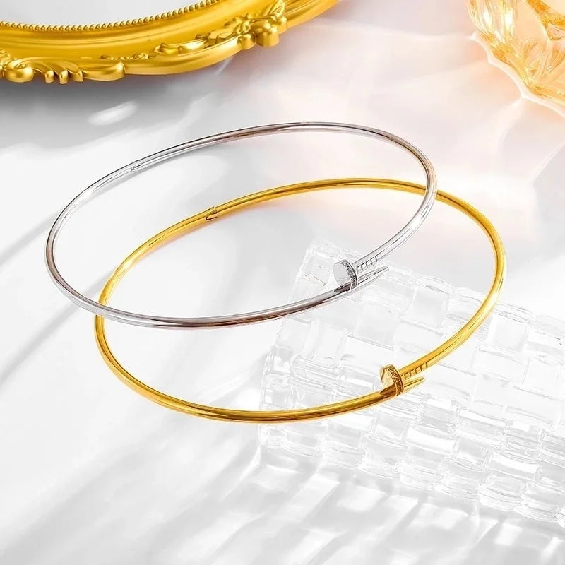 Minimalist Classic Style Solid Color Titanium Steel 18K Gold Plated Plating Choker