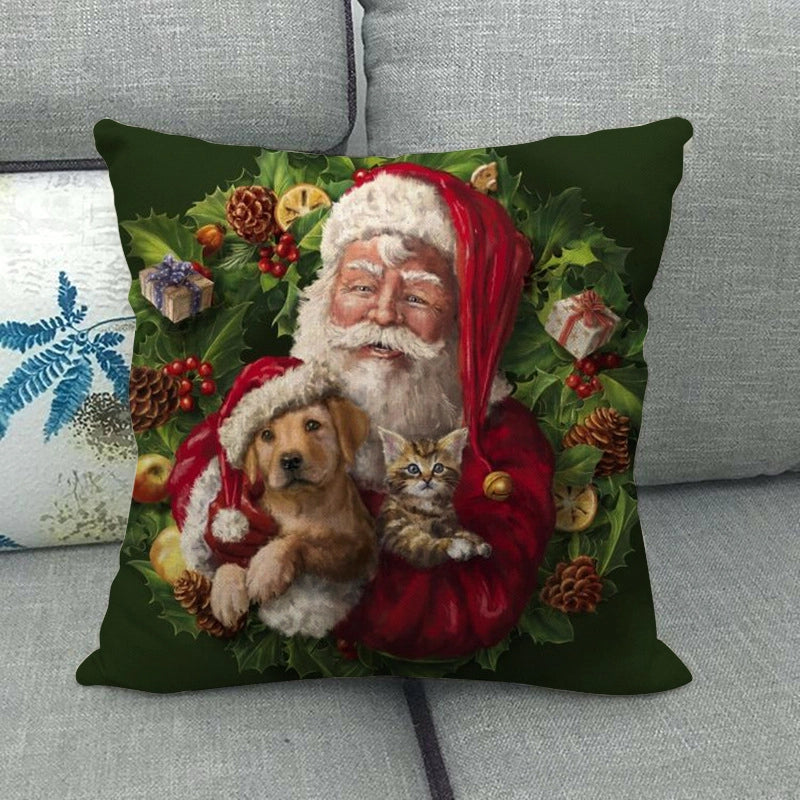 Christmas Nordic Style Modern Style Classic Style Christmas Tree Santa Claus Dog Linen Pillow Cases Couch & Sofa Decor