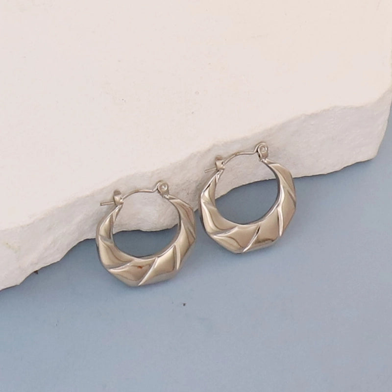 1 Pair Minimalist Round Square Heart Shape 304 Stainless Steel Earrings