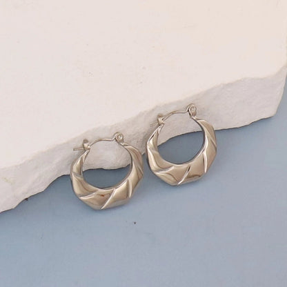 1 Pair Minimalist Round Square Heart Shape 304 Stainless Steel Earrings