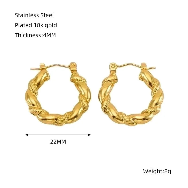 1 Piece Minimalist Classic Style Solid Color Polishing Plating Stainless Steel Titanium Steel Titanium Steel 18K Gold Plated Earrings