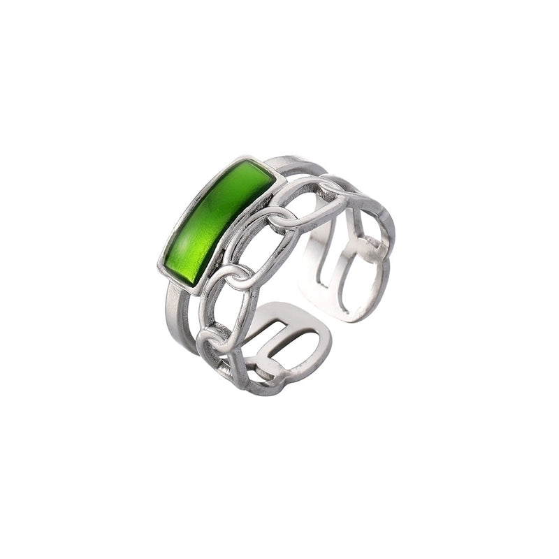 Ethnic Style Sun Star 304 Stainless Steel Artificial Gemstones Rhinestones Enamel Inlay Open Rings