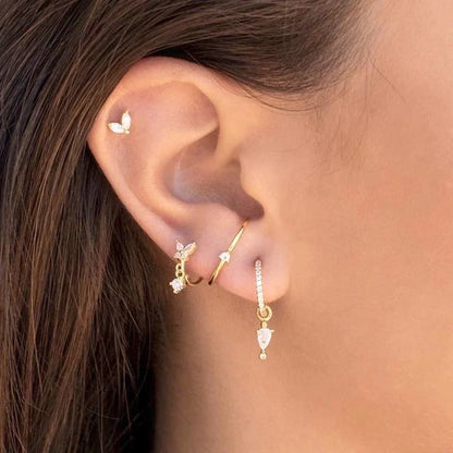 Minimalist Bow Knot Copper Artificial Gemstones Earrings