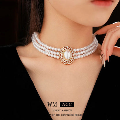 Women Luxurious Flower Plant Artificial Pearl Electroplating Jewelry Sets