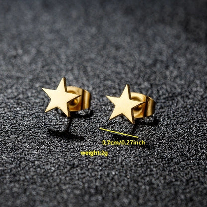 1 Pair Minimalist Classic Style Round Star Moon Hollow Out 304 Stainless Steel 18K Gold Plated Ear Studs