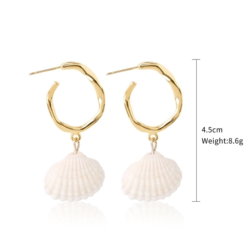 Fashion Shell Shell Inlaid Shell Artificial Pearls Women\'s Earrings 1 Pair
