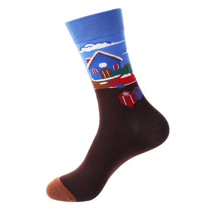 10 Pairs Haichin Christmas Mid-calf Socks For Men Trendy Brand Christmas Socks For Women Santa Claus Trendy Socks